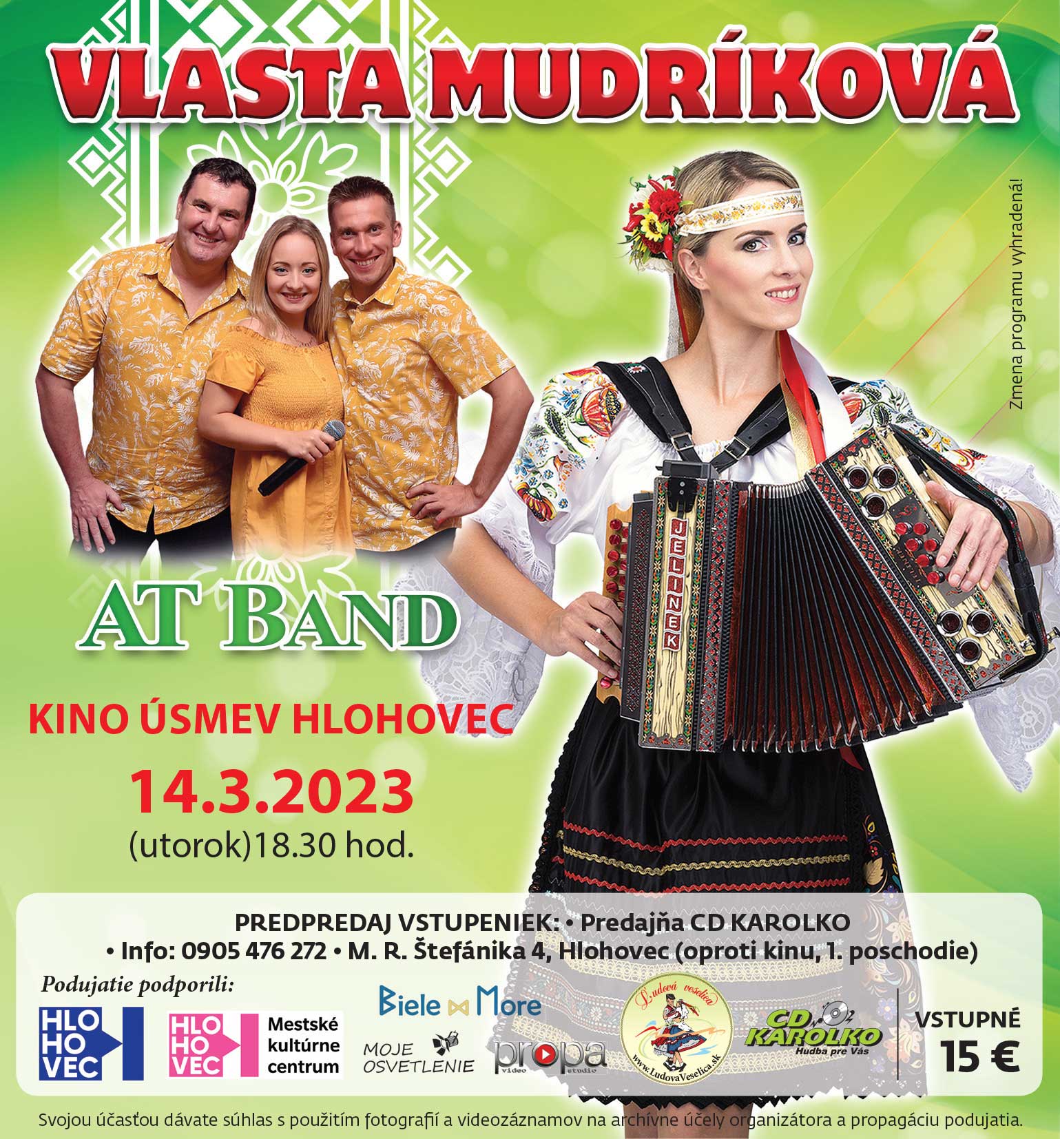 VSTUPENKA - Vlasta Mudríková a AT Band 14.3.2023